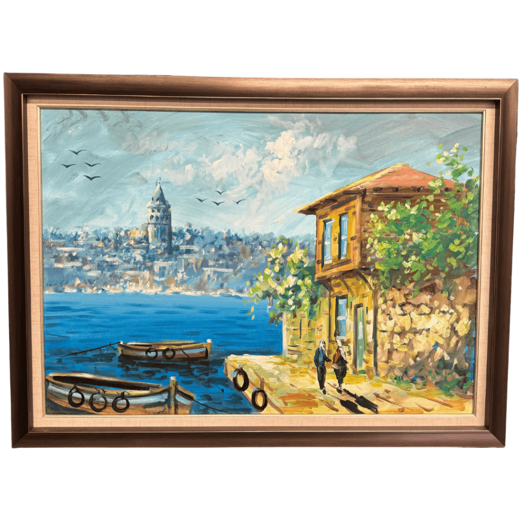 Boğaz Manzaralı Galata Yağlı Boya Tablo