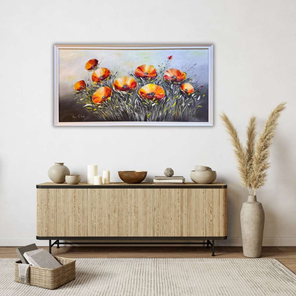 Turuncu Çiçekler Yağlı Boya Tablo