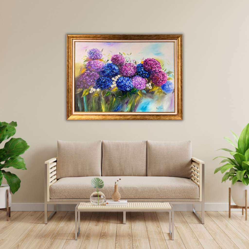 Renkli Ortancalar Yağlı Boya Tablo