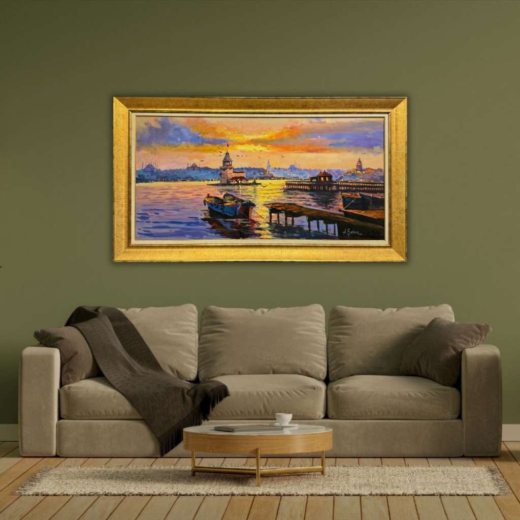 Gün Batımında Kız Kulesi Yağlı Boya Tablo