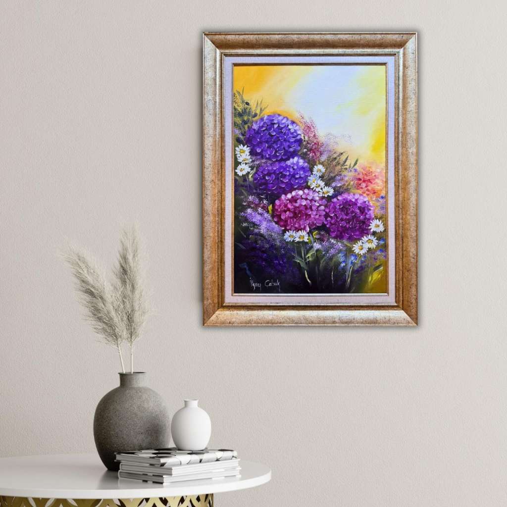 Renkli Ortancalar Yağlı Boya Tablo