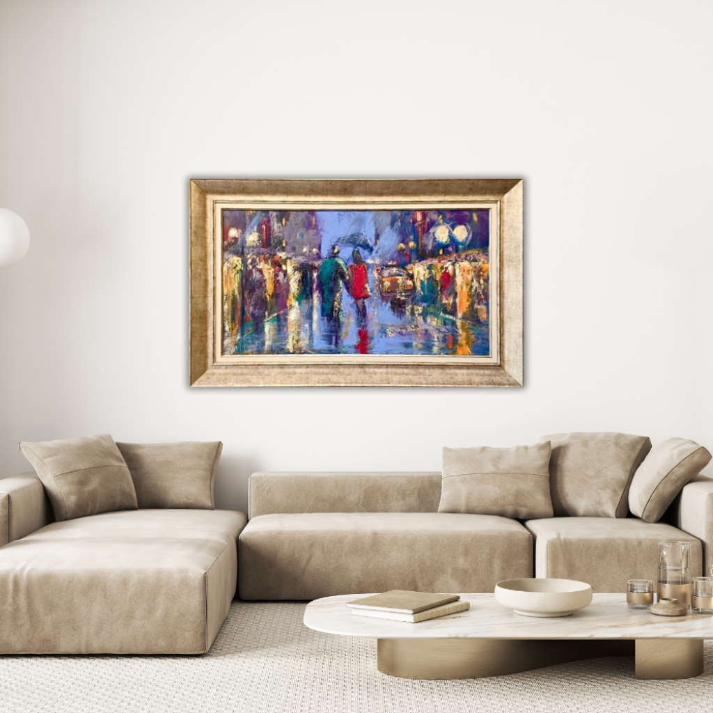 Yağmur Altında Yağlı Boya Tablo